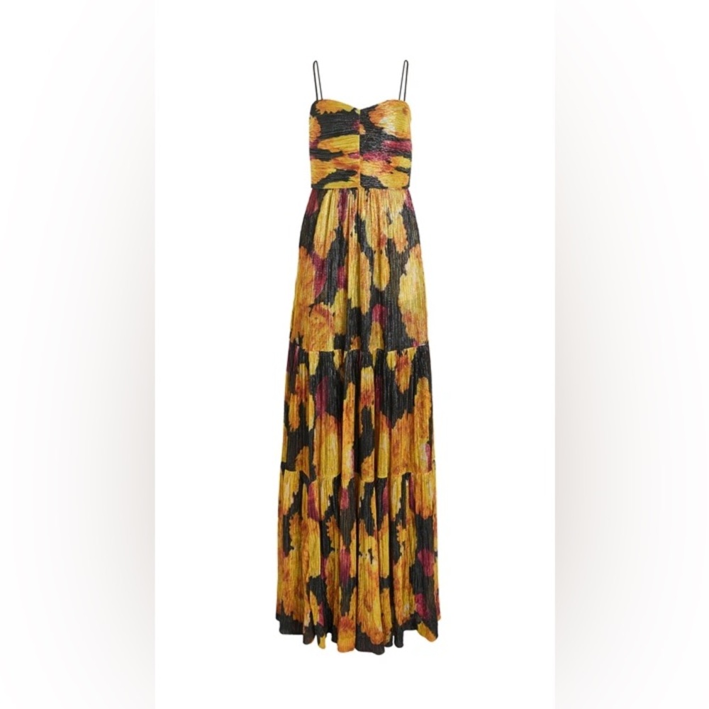 REBECCA VALLANCE
Astoria Tiered Printed Metallic Knitted Maxi Dress